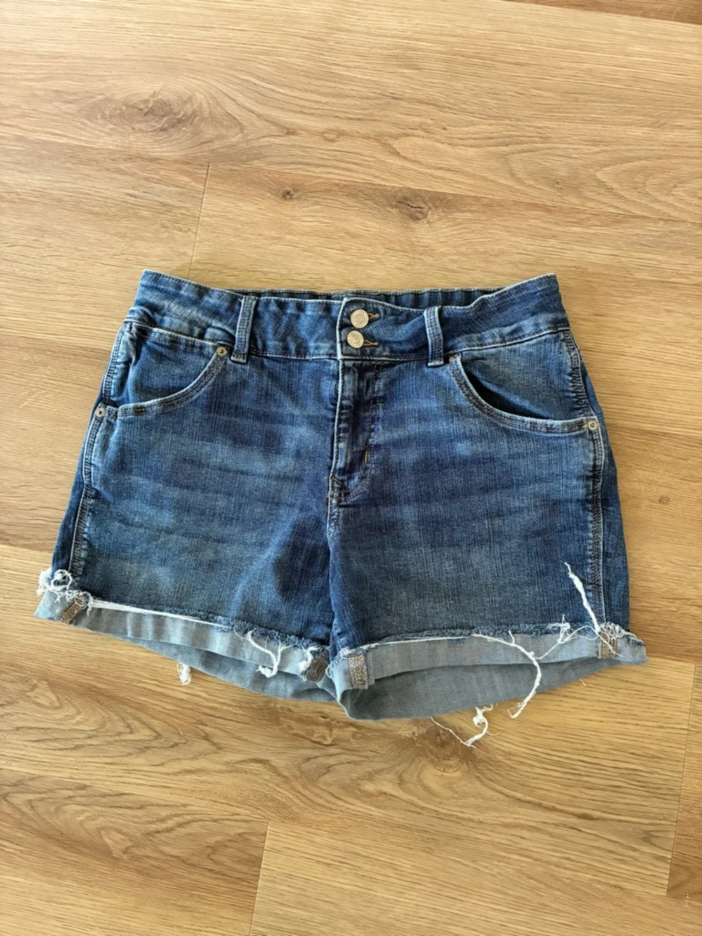 Maurices Distressed Dark Blue Denim Shorts
